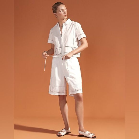 NWT J CREW Gamine eyelet-trim shirt in white - Picture 4 of 10